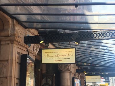 A Thousand Splendid Suns sign outside Hackney Empire