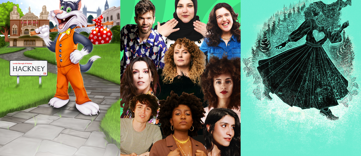 A collage of three images of shows coming up at Hackney Empire from September to December 2024.