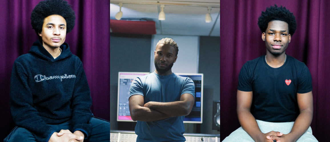 From left to right there are headshots of the three young musicians: Elijah Raheem Aduu ERA, Devante Seepaul Craig and Mark Holder