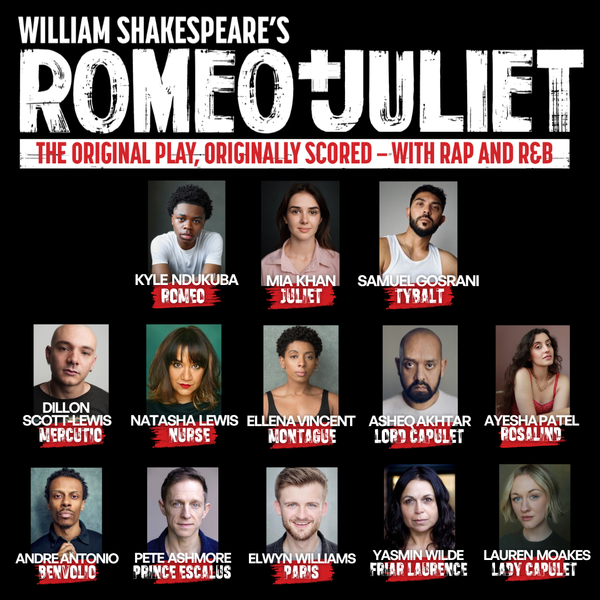 A collage image showing the 13 cast members just announced for Romeo and Juliet.