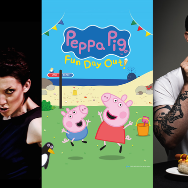 A collage image of Beautiful Evil Things, Peppa Pig and Ed Gamble