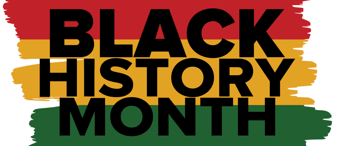 Black History Month written against Red, Yellow and green background.