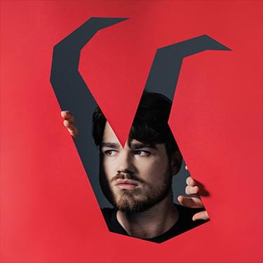 A red graphic background with horns cut out of it. Behind this graphic is a man's face with hands held up as if trying to get out of the horns.