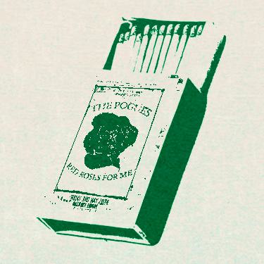 Green-toned illustration of an open matchbox with matches visible.