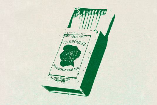 Green-toned illustration of an open matchbox with matches visible.