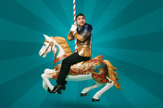 Nick Mohammed on a show pony