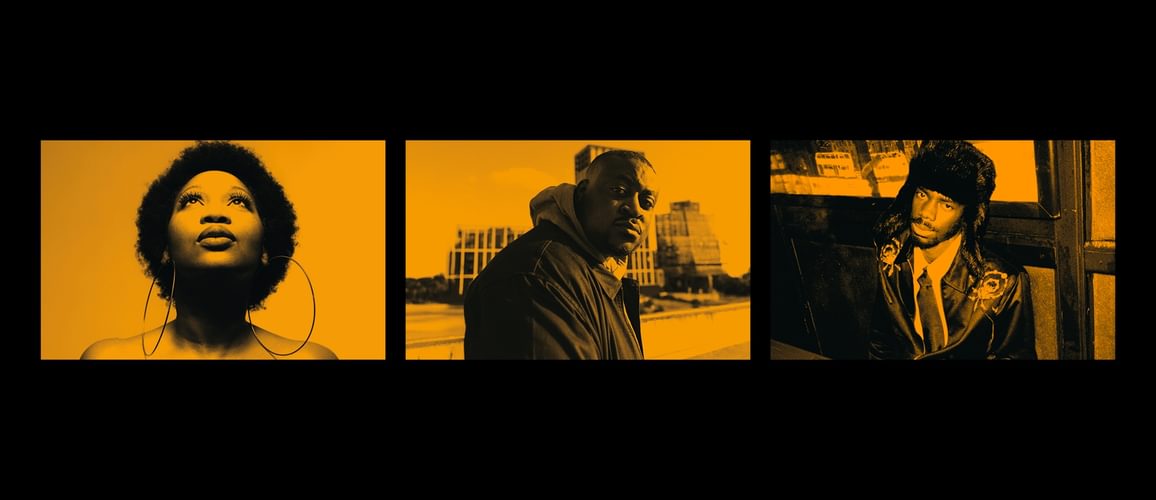 A collage of the three headliners involved in The Blessing. From left to right Terri Walker, AKS and Reek0