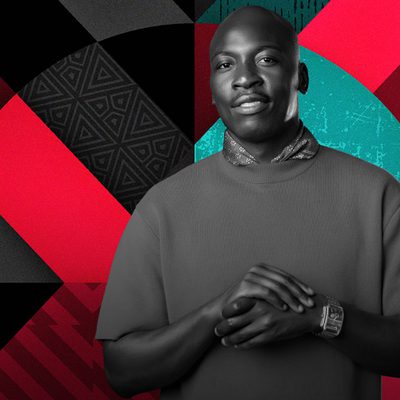 Eddie Kaddie is wearing a jumper looking straight into the camera and the 1xtra logo is behind him.