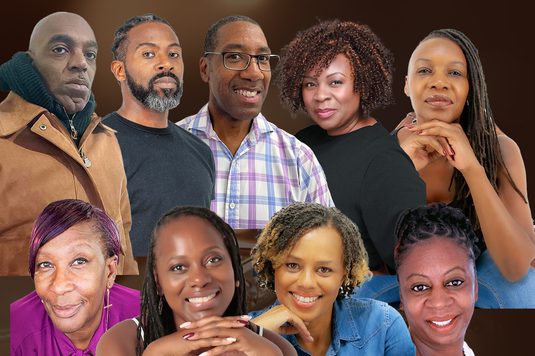 A collage of actors and actress put together in one photo and they're all smiling towards the camera