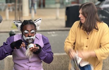 Kat B as Cat behind the scenes