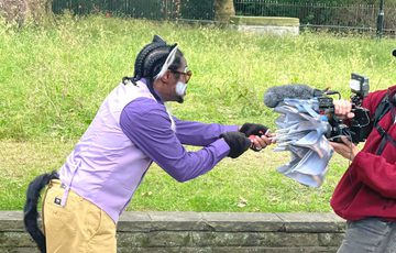 Kat B as Cat behind the scenes