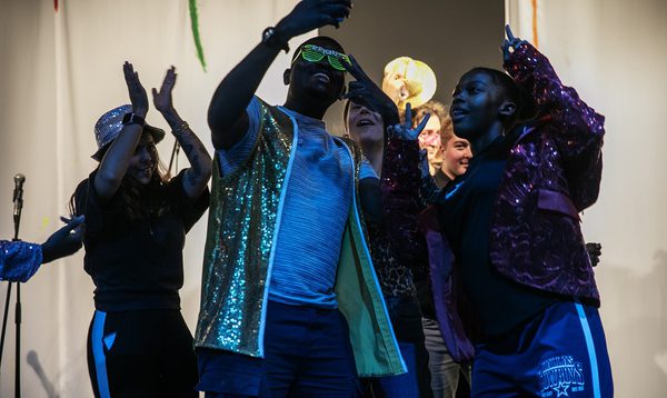 Participants in The Studio 2025 performing as part of their sharing at the end of the project.